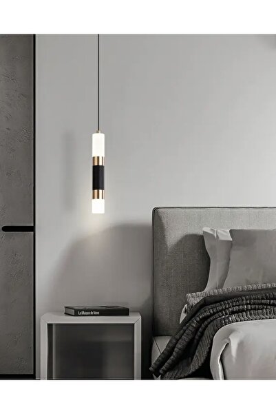 burenze Modern Led Avize Tekli Sarkıt Avize Premium Gold ve Siyah Gövde Gün Işığı Led