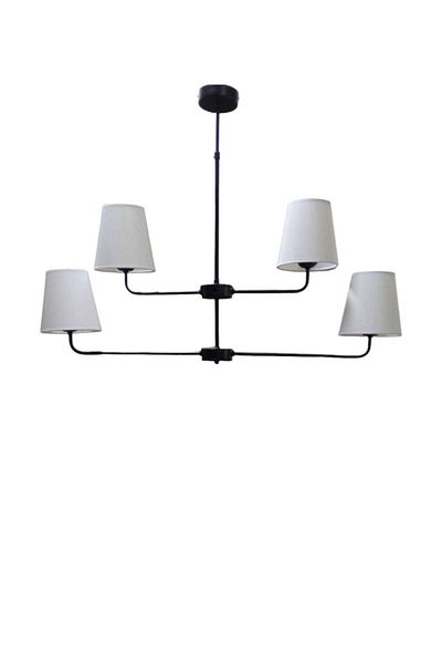 BSA LIGHTING ثريا سوداء حديثة مكونة من 4 قطع من كومرو مع عاكس الضوء (مع عاكس الضوء الكريمي المخروطي)