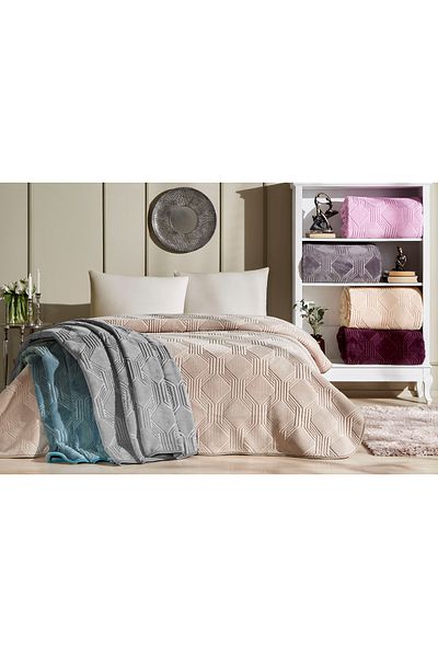 Özdilek Pătură simplă Art Deco la modă, Bej Clar de Lună 155x220