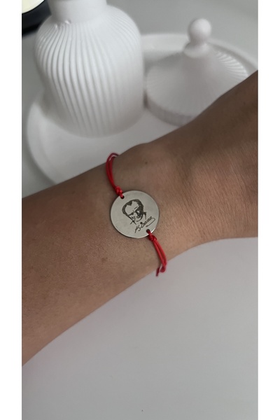 Alışveriş Bekçisi Adjustable string Ataturk portrait and autograph bracelet