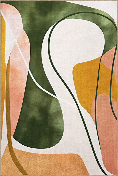 Rugs Modern Halı Sdney Green Beige Themed Multicolored Mixed Spiral Shape Pat...