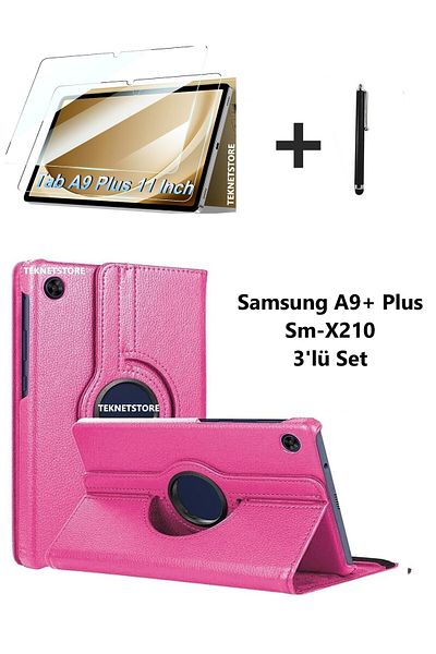 TEKNETSTORE Samsung Galaxy Tab A9+ Plus 11 Inch Tablet Compatible 360 Rotating Pu Leather Case Set Sm-x210