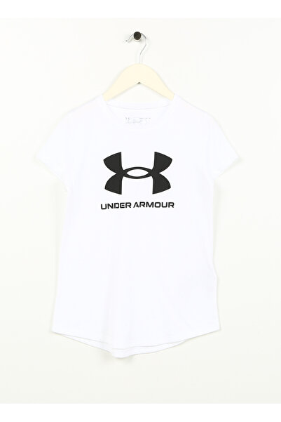 Under Armour Біла дівчача короткорукава простора футболка 1361182-100 UA G SPORTSTYLE LOGO SS
