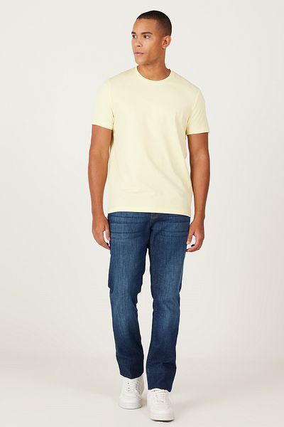 ALTINYILDIZ CLASSICS Gelbes Slim-Fit-T-Shirt für Herren mit Rundhalsausschnitt aus Baumwolle