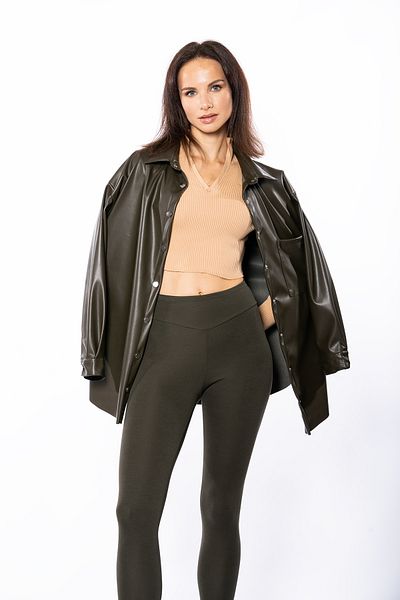 Grenj Fashion Colanți kaki cu talie foarte înaltă