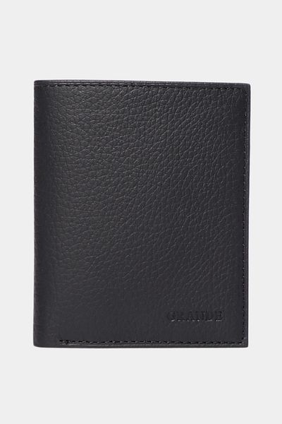 Grande 3701 Genuine Real Leather Vertical Men's Wallet Black