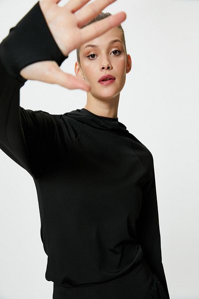 Koton Women's Black Sweatshirt - Relaxed Fit