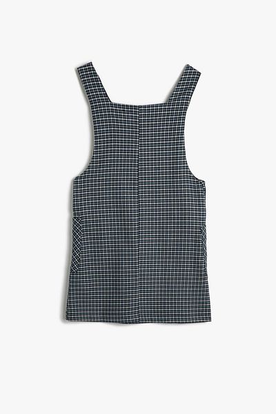 Koton Girl's Navy Blue Plaid Dress