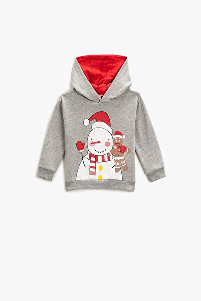 Koton Grau meliert gemustertes Sweatshirt für Babys (J) 3WMB10379TK