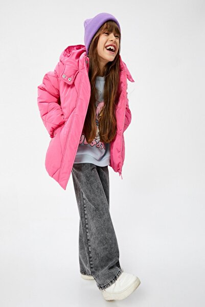 Koton Girl's Pink Coat