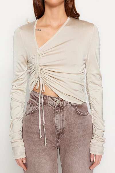 Dilvin 10364 Pulover adunat în fața în V lateral