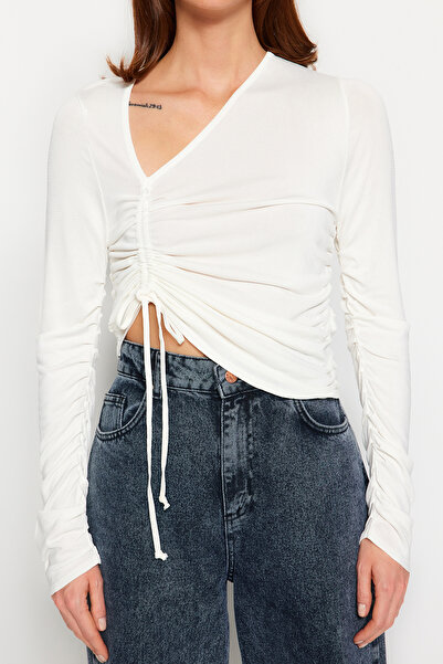 Dilvin 10364 Side V Front Gathered Sweater