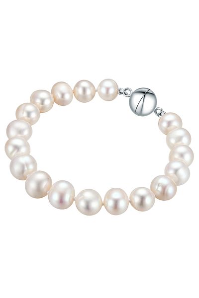 Valero Pearls Perlenkol bandı Kol Bandı Sterling Silber Süßwasser-Zuchtperle weiß