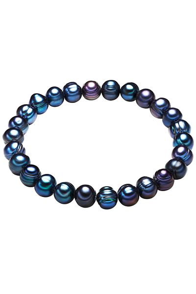 Valero Pearls Perlenarmband Armband Süßwasser-Zuchtperle pfauenblau