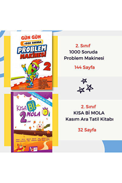 Artı Eğitim 2.Sınıf Kasım Ara Tatili/Güz Tatili/Problemlerle Matematik (2 Kitap)