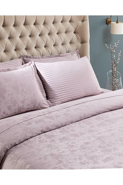 Madame Coco Eze King Size Jacquard Satin Duvet Cover Set - Light Plum