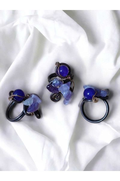 Doğaltaş Amateur Stone Adjustable Copper Ring + Black Gift Box