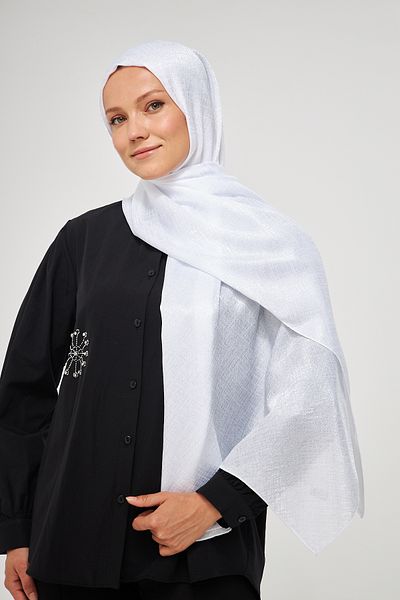 Şehr-i Şal İstanbul SakaFashion Melisa Straw Patterned Jacquard Shawl - WHITE