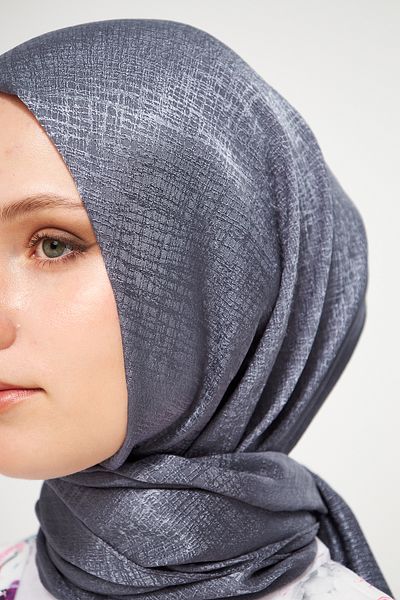 Şehr-i Şal İstanbul SakaFashion Straw Patterned Jacquard Shawl - SILVER GRAY