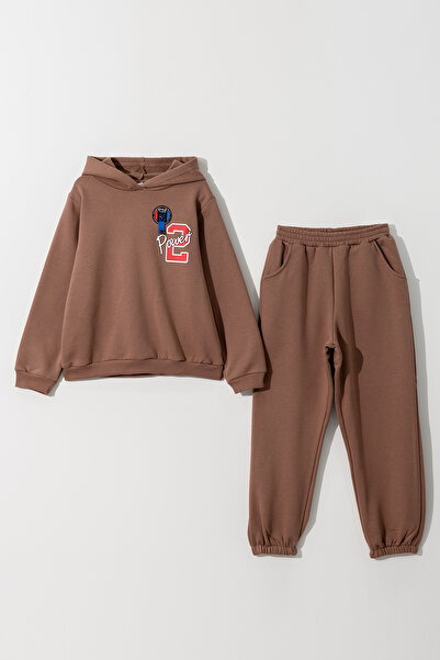 Tuffy Kids ERKEK ÇOCUK AKSESUAR BASKI DETAYLI KAPÜŞONLU İKİ İP EŞOFMANLI İKİLİ TAKIM 10-13 YAŞ
