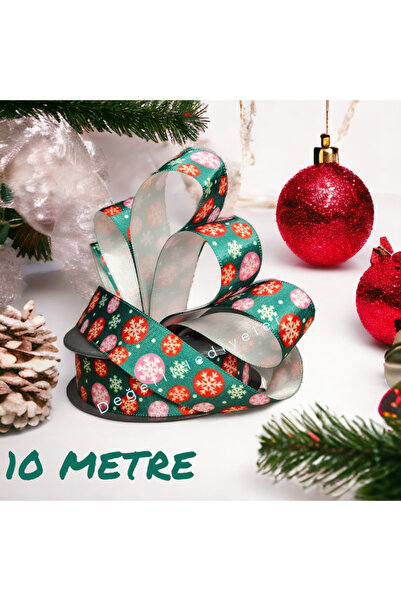 GÜLSEMALİ 10МЕТРОВИЙ Сатиновий Візерунок Друкований Новорічний Стрічка Коробк...
