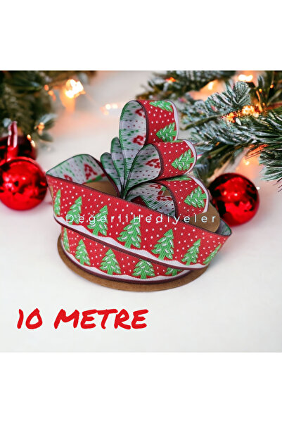 GÜLSEMALİ 10МЕТР Тканий друкований новорічний стрічка для прикраси коробки, с...