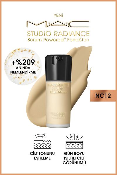 M.A.C Studio Radiance NC12 Powered™ Serum Foundation for Plump and Radiant Skin 30 ml FNDTN199