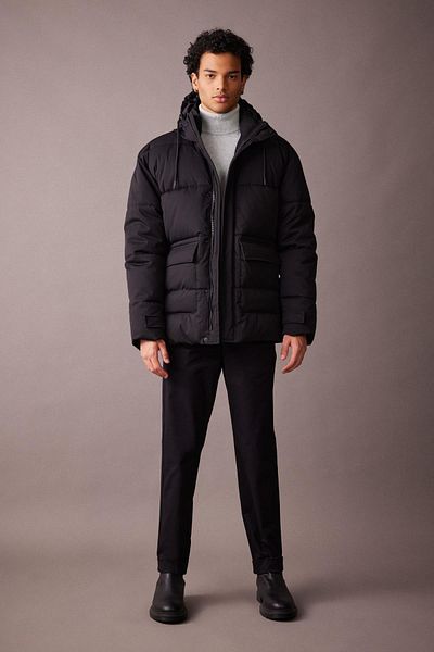 DeFacto Slim Fit Puffer Coat Slim Fit με κουκούλα με φερμουάρ διπλή τσέπη A3489ax23wn