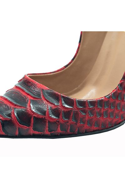 MADİVA RED-BLACK CROCODILE PATTERNED 10CM HEEL STILETTO SHOES
