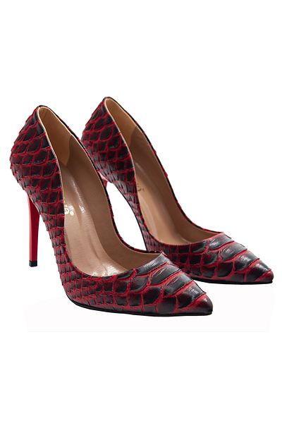 MADİVA RED-BLACK CROCODILE PATTERNED 10CM HEEL STILETTO SHOES