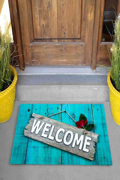 Pelangi Decorative Door Mat with Digital Printed Welcome Writing on the Door