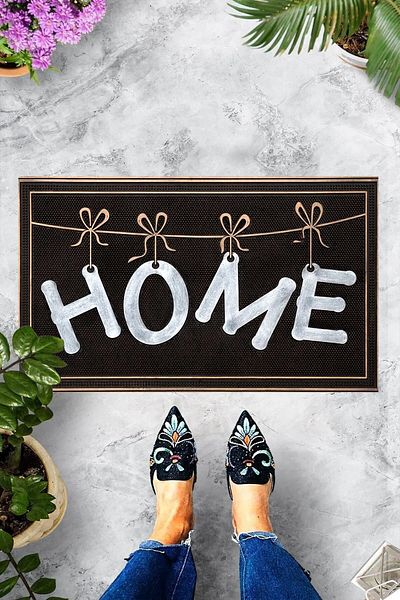 Pelangi Home Written Decorative Door Mat on Digital Printed Clothesline