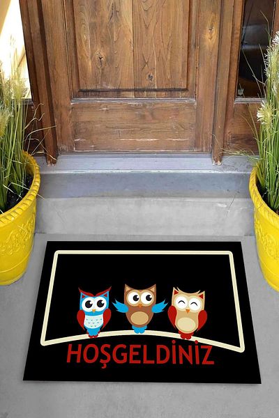 Pelangi Digital Printed Bird Patterned Welcome Written Decorative Door Mat