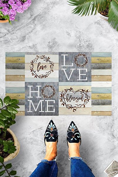 Pelangi Digital Printed Love and Home Written Decorative Door Mat