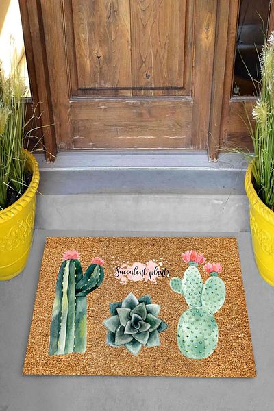 Pelangi Digital Printed Cactus Patterned Decorative Door Mat