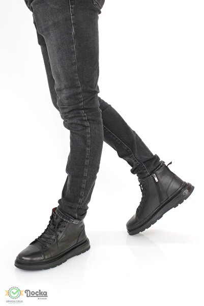 MARCOMEN Erkek Yumuşak Hakiki Deri Kalın Taban Fermuarlı Spor Tarz Bot