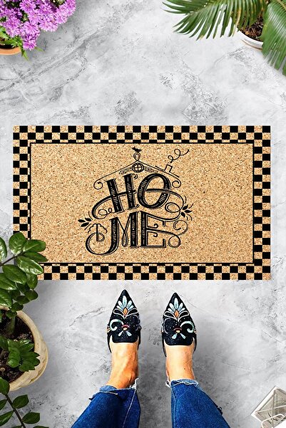 Pelangi Digital Printed Home Written Checkerboard Framed Decorative Door Mat