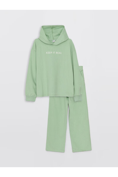 LC Waikiki Nyomtatott hosszú ujjú lány kapucnis pulóver és melegítőnadrág