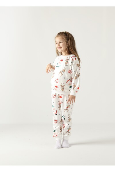 BUUFUU بدلة علوية سفلية للأطفال مطبوعة لعيد الميلاد الشتوي