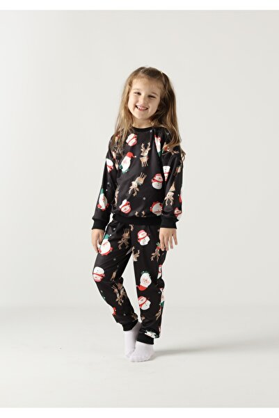 BUUFUU Winter Christmas printed children's bottom top suit