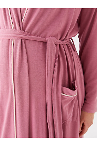 LC Waikiki Shawl Collar Plain Long Sleeve Maternity Dressing Gown