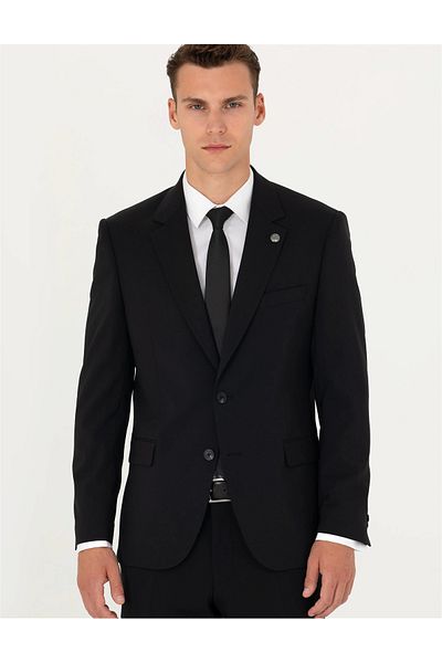 Pierre Cardin Suit Fabric Black Slim Fit Suit
