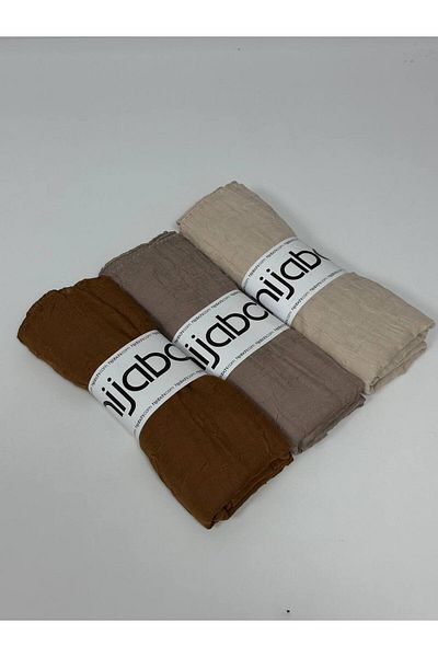 hijabchi Σάλι Bamboo Cashew 3 τεμαχίων καφέ βιζόν μπεζ