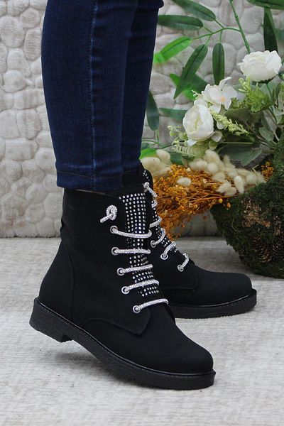 Mehmet Mete 35375 Γυναικείες μπότες με πέτρα Lace Up Ζεστή αντιολισθητική σόλα