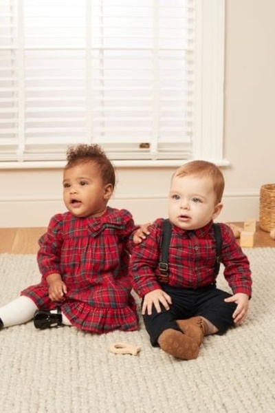 Next Baby % 100 Pamuklu Kırmızı Ekoseli Gömlek Pantolon Papyon 3’lü Alt Üst Takım