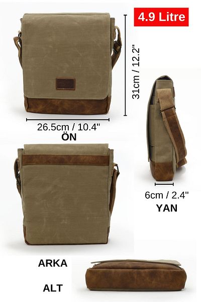 Old Cotton 7112 Western Waterproof Postman Shoulder Cross Strap School 14 inch Laptop tablet Bag
