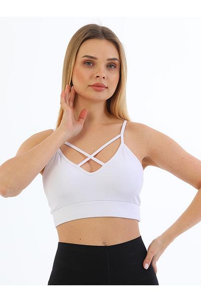 CLQTH Women's Crop Top - Rope Strap, Gathering, Front Cross Micro Pet and Back Low Cut Bustier