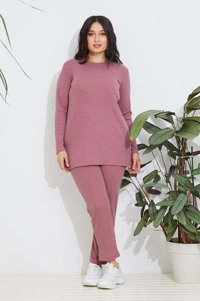Freeista Dried Rose Plus Size Blouse Ribbed-Not a Single Suit.