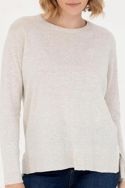 U.S. Polo Assn. Dámský základní svetr Stone Melange Crew Neck ELİFSU BUTİKHOME