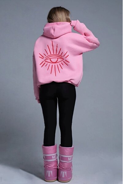 blausee wear Hanorac Pink Eye cu imprimeu 3 Thread Ş cu căptușeală din fleece